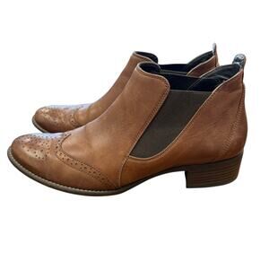 Paul Green Brown Leather Booties Size 8.5